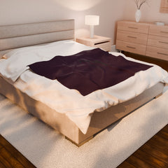 Purple plush blanket titled Progress over Perfection, crafted from soft polyester with durable topstitching for emotional comfort and warmth."