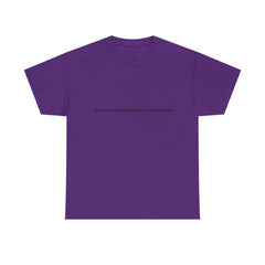 A purple short-sleeved t-shirt laid flat against a white background. Centered on the chest is the phrase “Emotional Rollercoaster. No Seatbelt.” printed in bold black text. The minimalist crew neck design pairs with the expressive message, capturing the raw, unfiltered energy of emotional intensity and the beauty of living without restraint