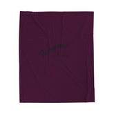 Purple plush blanket titled Progress over Perfection, crafted from soft polyester with durable topstitching for emotional comfort and warmth."
