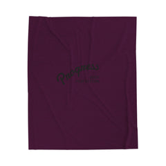 Purple plush blanket titled Progress over Perfection, crafted from soft polyester with durable topstitching for emotional comfort and warmth."