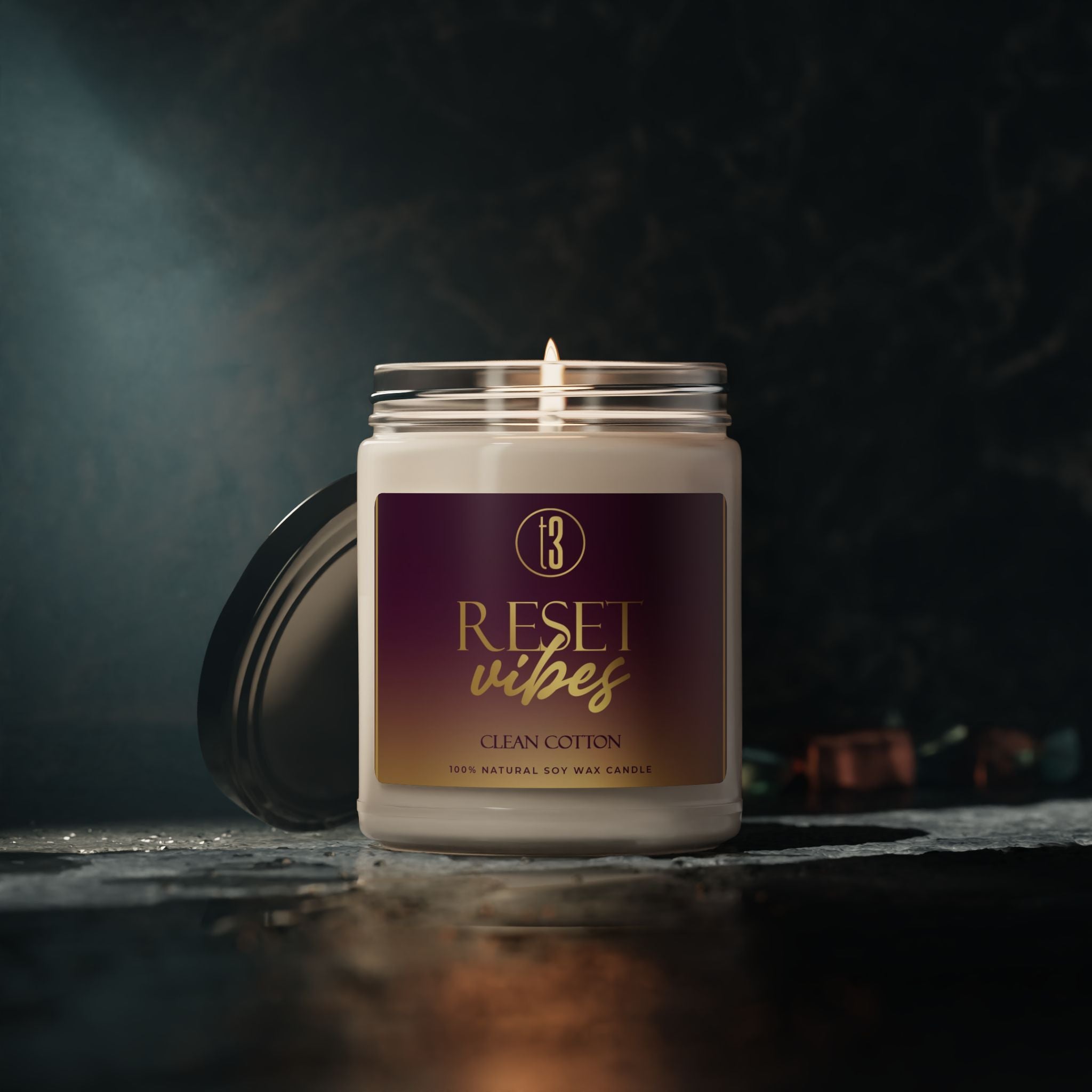 Handmade aromatherapy candle crafted in the USA, featuring vegan ingredients and a clean, crisp scent profile for emotional renewal.