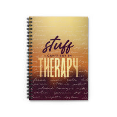 Spiral-bound therapy-inspired journal with document pocket, smooth 90gsm paper, and durable 350gsm cover for expressive daily writing.